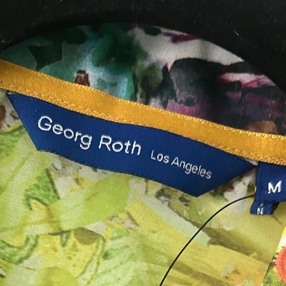 NWT Georg Roth Cotton Silk Blend Floral Button Up Blouse Green - Picture 2 of 7